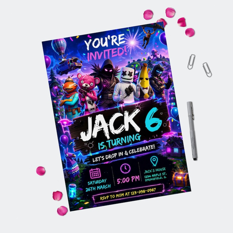 Editable Fort Game Birthday Invitation, Gamer Party Invite, , Printable Gamer Invite, Gamer Digital, Gamer Template, Gamer Canva image 6