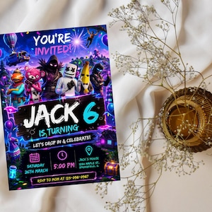 Editable Fort Game Birthday Invitation, Gamer Party Invite, , Printable Gamer Invite, Gamer Digital, Gamer Template, Gamer Canva image 2