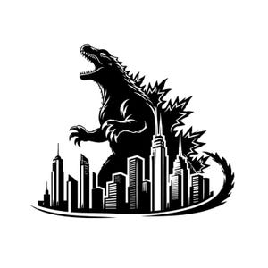 Kaiju Monster City Silhouette SVG, Giant Monster Movie Inspired Cut File (Digital Download)