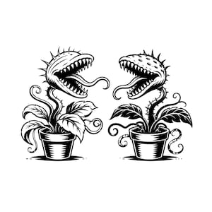Monsterväxt SVG PNG, Köttätande Venus Flytrap Horror Botanical (Digital Nedladdning)