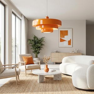 Skandynawska lampa wisząca retro, żyrandol w stylu mid-century modern, minimalistyczna lampa sufitowa