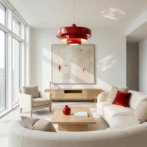 Lámpara colgante retro escandinava, araña de estilo moderno de mediados de siglo, lámpara de techo minimalista