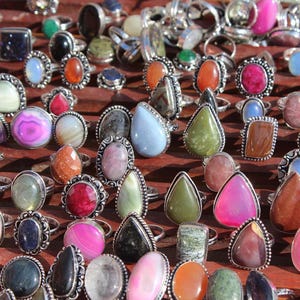 925 Sterling Silver Gemstone Ring, Handmade Boho Statement Ring, Natural Stone Ring for Women, Vintage Silver Jewelry, Colorful Crystal Ring