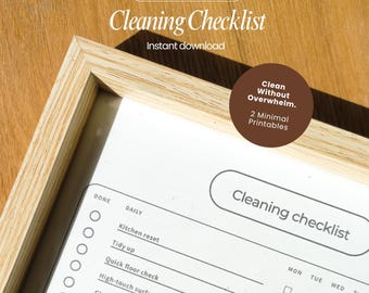 Afdrukbare checklist wekelijkse schoonmaak | Minimalistische bewerkbare Canva Home Planner | Dagelijkse wekelijkse huishoudelijke routine