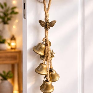 Vintage Witch Bells for Door Knob, Handmade Protection Bells, Pagan Door Hanger,Jingle Bells, Wiccan Decor, Spiritual Housewarming Gift