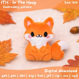 Fox Plush Keychain ITH | 4x4 Hoop | Digital Download | Machine Embroidery Pattern