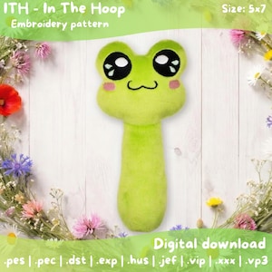 Frog Plush Rattle ITH | Baby Toy | 5x7 Hoop | Digital Download | Machine Embroidery Pattern