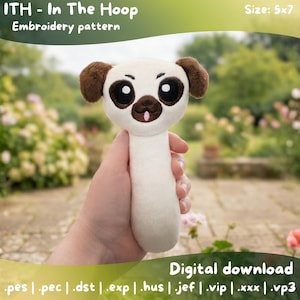 Dog Pug Plush Rattle ITH | Baby Toy | 5x7 Hoop | Digital Download | Machine Embroidery Pattern