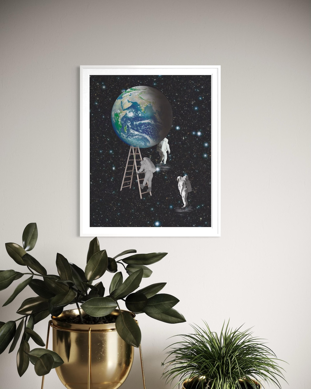 Surreal Astronaut Earth Collage Print – Cosmic Space Art, Astronauts ...