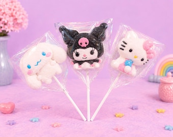 Gepersonaliseerde feestbedankjes: grote marshmallowsnoepjes - Kuromi / Hello Kitty / Cinnamoroll