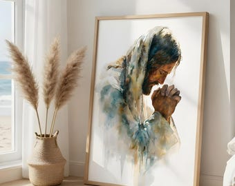 Jesus Praying Print, Resurrected Christ, LDS Religious Wall Art