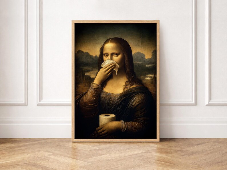 Mona Lisa Toilet Paper Print, Classic Art Parody Bathroom Wall Art ...