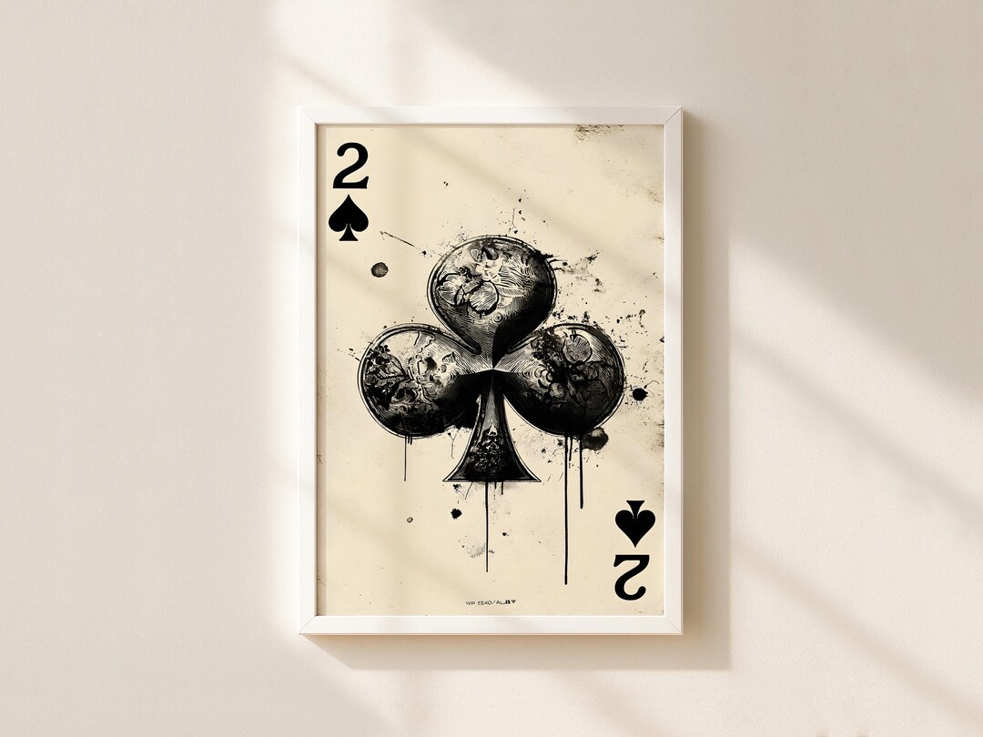 Splatter Spade Two of Spades Playing Card Print, Ink Splatter Wall Art, Man Cave Decor ...