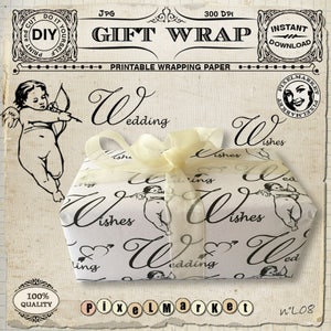 WEDDING WRAPPING Paper Printable Wedding GIFT Wrap Large File Digital ...