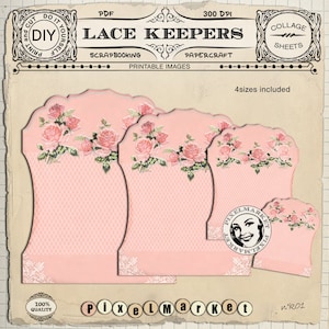 Printable Lace Ribbon HOLDER Sewing Cliparts Printable Template Sewing storage card Digital Sheet Download DIY PaperCraft  k01