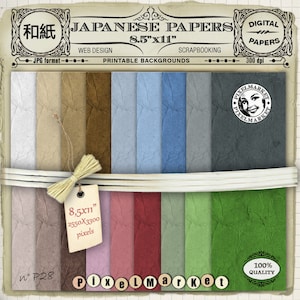 Papiers japonais, lot de 18 grands papiers individuels Washi à imprimer pour scrapbooking, photographe, blog, conception, papiers origami p28