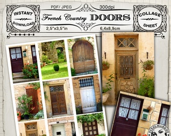 Old DOORS Photo BACKGROUNDS Aceo size French Country Door Entrance Printable Download Picture Collage Sheet Altered Art Scrapbooking Bk10