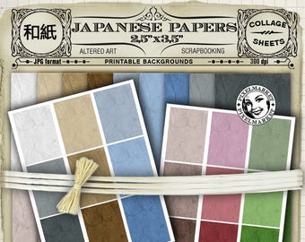 JAPANESE PAPER Washi Digital Collage Sheet ATC Aceo Backgrounds Instant Download for Scrapbooking Photographer Blog Design Origami Paper p21