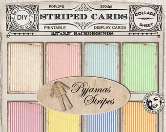 STRIPED BACKGROUNDS Display Cards Jewelry Holders Stripes Tag Clipart Printable Collage Sheet Scrapbooking Paper Papercraft Worn Paper c22