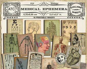 Medical Art Printable Cards Vintage APOTHECARY labels Medical ephemera digital download Scrapbooking Papercraft Printables Supply 228