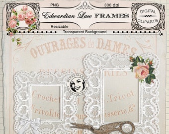White LACE FRAME ClipArts Printable Download Wedding Frame for Photographer Web Blog Square Frame Rectangular Frame Bow Rose Cliparts FrO4