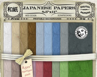 JAPANESE PAPERS set of 18 Large Individual Washi Papers Printable Download for Scrapbooking Photographer Blog Design Origami Papers p28