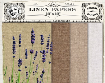 Realistic LINEN PAPERS SET Printable fabric backgrounds Digital Download Photo backdrops for Photographer Scrapbooking Burlap papers