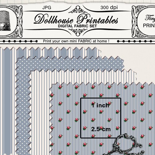 MINIATURE FABRIC Set Printable Sheets for Dollhouse Diorama Etsy