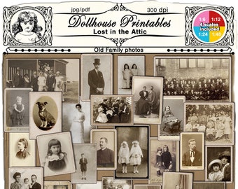 Printable Black & White Sepia Pictures 4 Scales Dollhouse Attic Decor