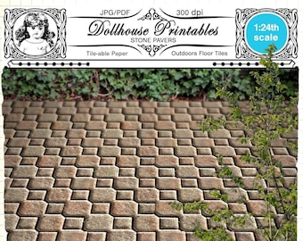 Dollhouse Outdoor Pavers Floor tiles Stone Flooring Download for 1/24 Outdoor Street Pavement Cobblestone Paving Garden Paver Conservatory