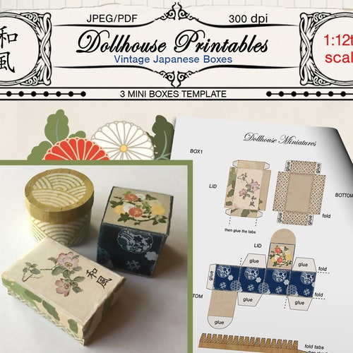 Dollhouse Miniature Printable BOX TEMPLATE Set of 3 Antique Etsy