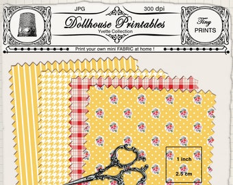 DOLLHOUSE Miniature Fabric Prints Printable fabric sheets French country prints Digital download for 1/12 miniature model Print at home