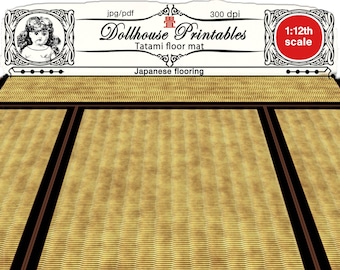 DOLLHOUSE Black TATAMI MAT flooring Printable Japanese straw mat Tatami floor Sheet Download for 1/12 Oriental Diorama Roombox Dollhouse