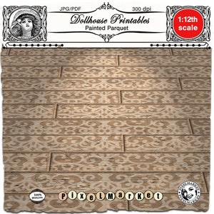 DOLLHOUSE Printable Wood Floor Rustic Wooden Painted Flooring 1/12th ...