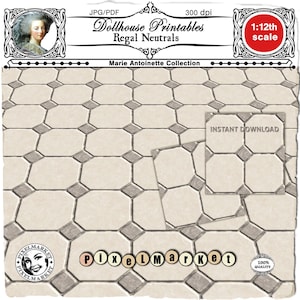 DOLLHOUSE Marble floor tiles Elegant miniature flooring Cream tiles Printable flooring sheet download for 1/12 Dollhouse diorama roombox