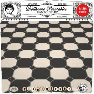 Dollhouse Printable Miniature Flooring Elegant Marble Floor Tiles for 1/12th scale Diorama Roombox Booknook Instant Download