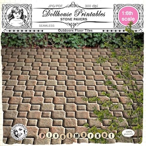 Miniature Outdoor Pavers Floor tiles Cobblestone Flooring Street Pavement Cobblestone Paving Garden Paver Conservatory for 1/6 dollhouse