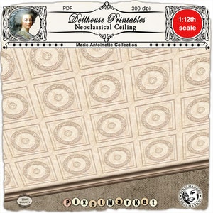 DOLLHOUSE CEILING Printable Elegant Neoclassical Ceiling w/ Medallions and Crown Molding Ceiling Plasterwork for 1/12 Victorian Rococo decor