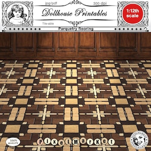 Elegant Printable Parquetry Flooring Miniature Wooden Floor Download for 1/12 Ship Interior Diorama Marine Decor Nautical Roombox Dollhouse