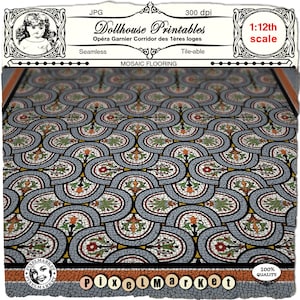 DOLLHOUSE printable Flooring Miniature Mosaic floor tiles from Opera Garnier Sheet download for 1/12 Doll&#39;s house Book nook Diorama Roombox
