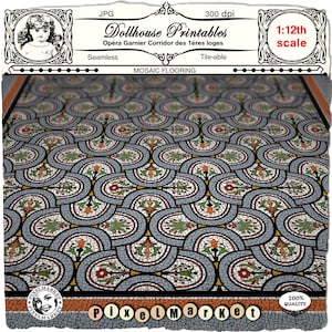 DOLLHOUSE printable Flooring Miniature Mosaic floor tiles from Opera Garnier Sheet download for 1/12 Doll's house Book nook Diorama Roombox