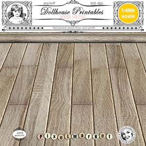 DOLLHOUSE Quarter scale Printable wood floor Reclaimed wooden flooring 1/48 Miniature PARQUET download for doll's house room box diorama
