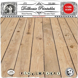 DOLLHOUSE Miniature raw PARQUET floor 1/12 Rustic wood floor Printable light wooden flooring sheet download for dollhouse, roombox, diorama