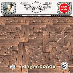 DIORAMA FLOORING Elegant Starburst PARQUET Vintage miniature wood floor Printable wooden floor download for 1/12 Dollhouse Diy Crafts