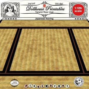 DOLLHOUSE Black TATAMI MAT flooring Printable Japanese straw mat Tatami floor Sheet Download for 1/12 Oriental Diorama Roombox Dollhouse