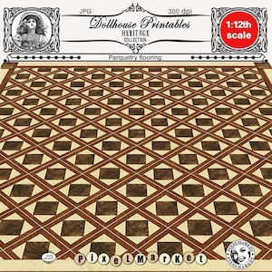 DOLLHOUSE flooring 1/12 Miniature wood floor Printable parquet Digital sheet download for DIY doll&#39;s house room box diorama booknook