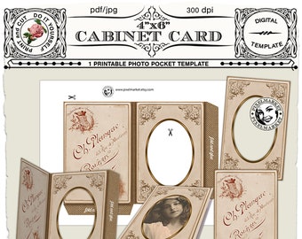 Printable PHOTO POCKET Template French Victorian Cabinet Card ...