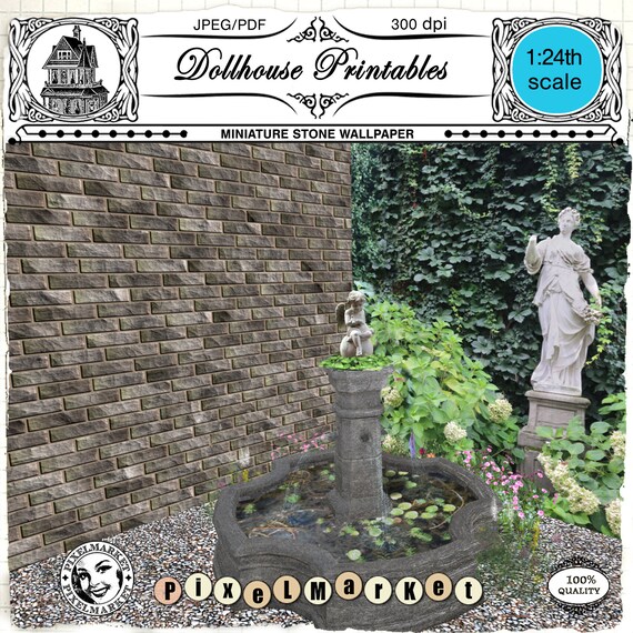 DOLLHOUSE PRINTABLE Wallpaper Old Stone Wall Building Texture | Etsy