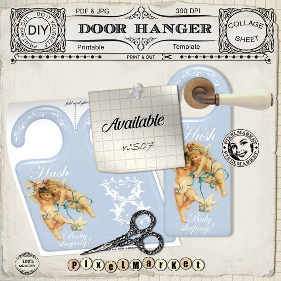 Door Hanger Nursery Do Not Disturb Door Sign Printable Etsy