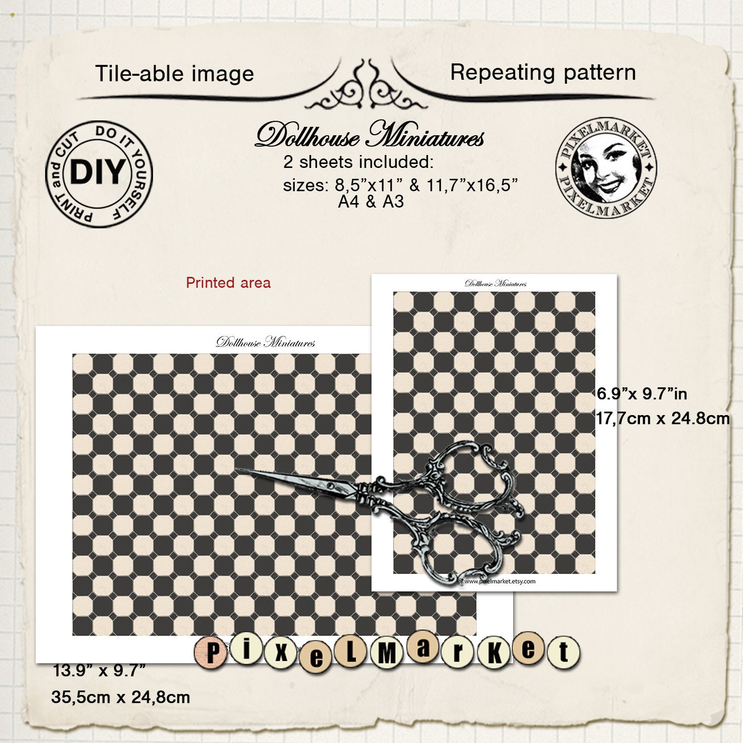 Miniature Flooring 12th Scale 148th 112th 124th Dollhouse Miniature A3 ...